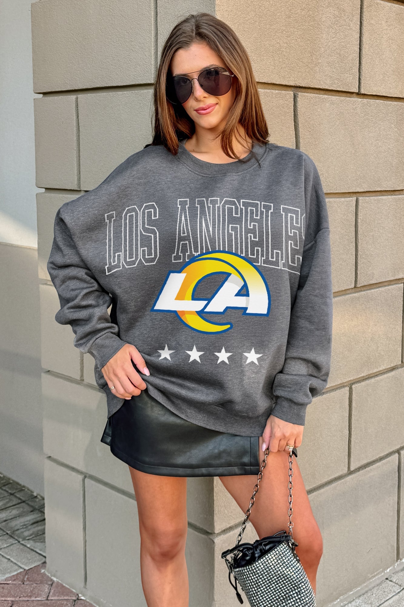 LOS ANGELES RAMS RISING STAR PREMIUM FLEECE CREWNECK PULLOVER