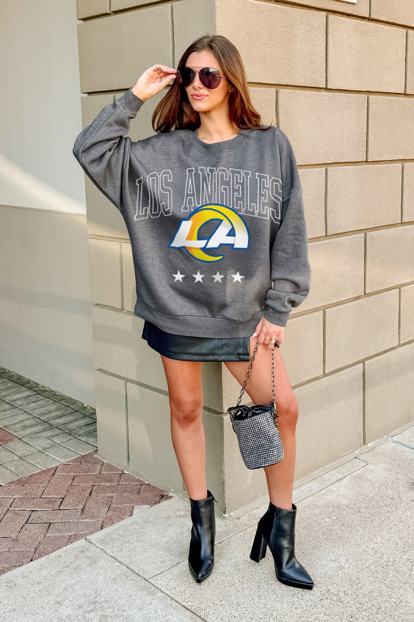 LOS ANGELES RAMS RISING STAR PREMIUM FLEECE CREWNECK PULLOVER