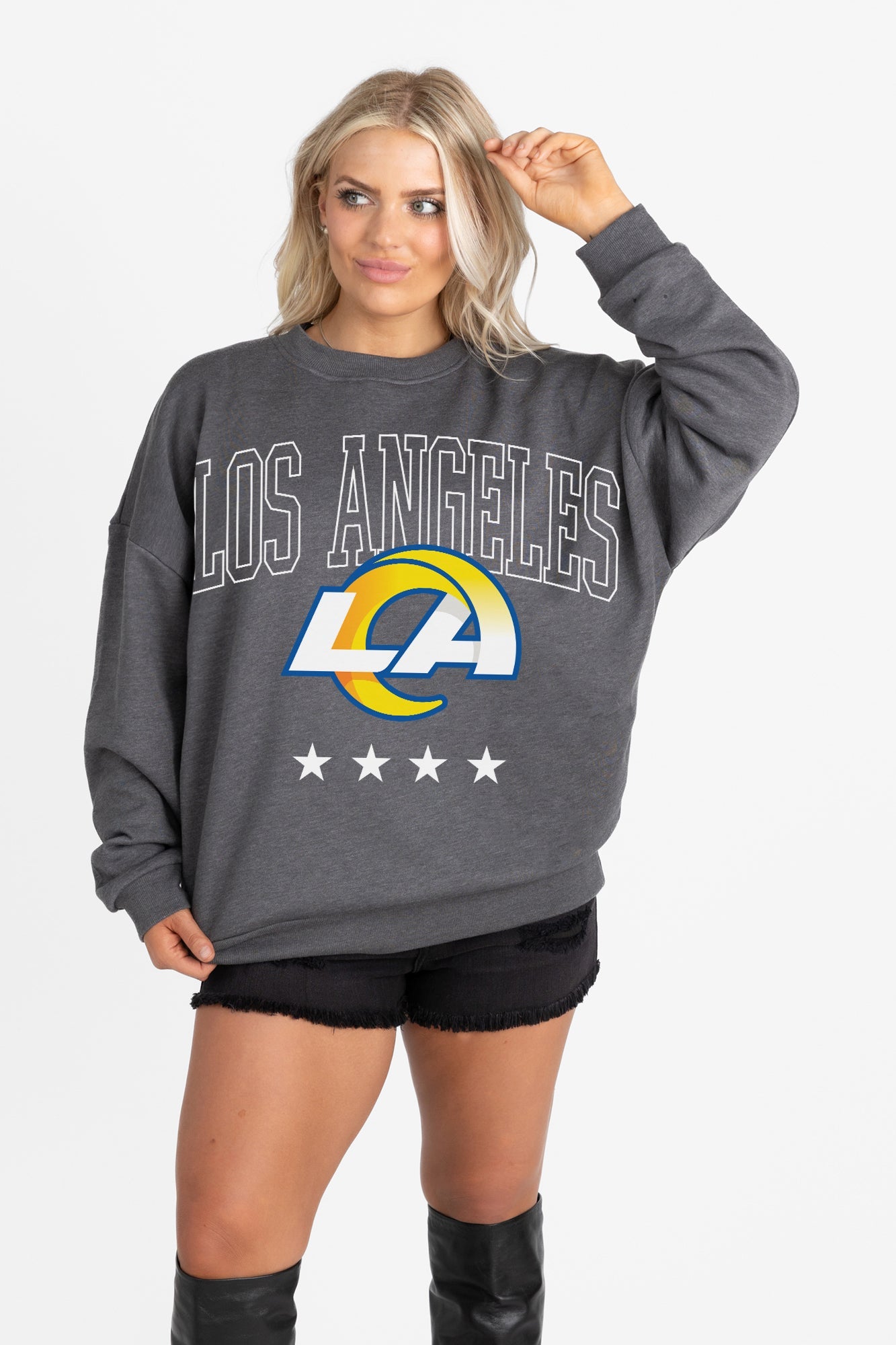 LOS ANGELES RAMS RISING STAR PREMIUM FLEECE CREWNECK PULLOVER