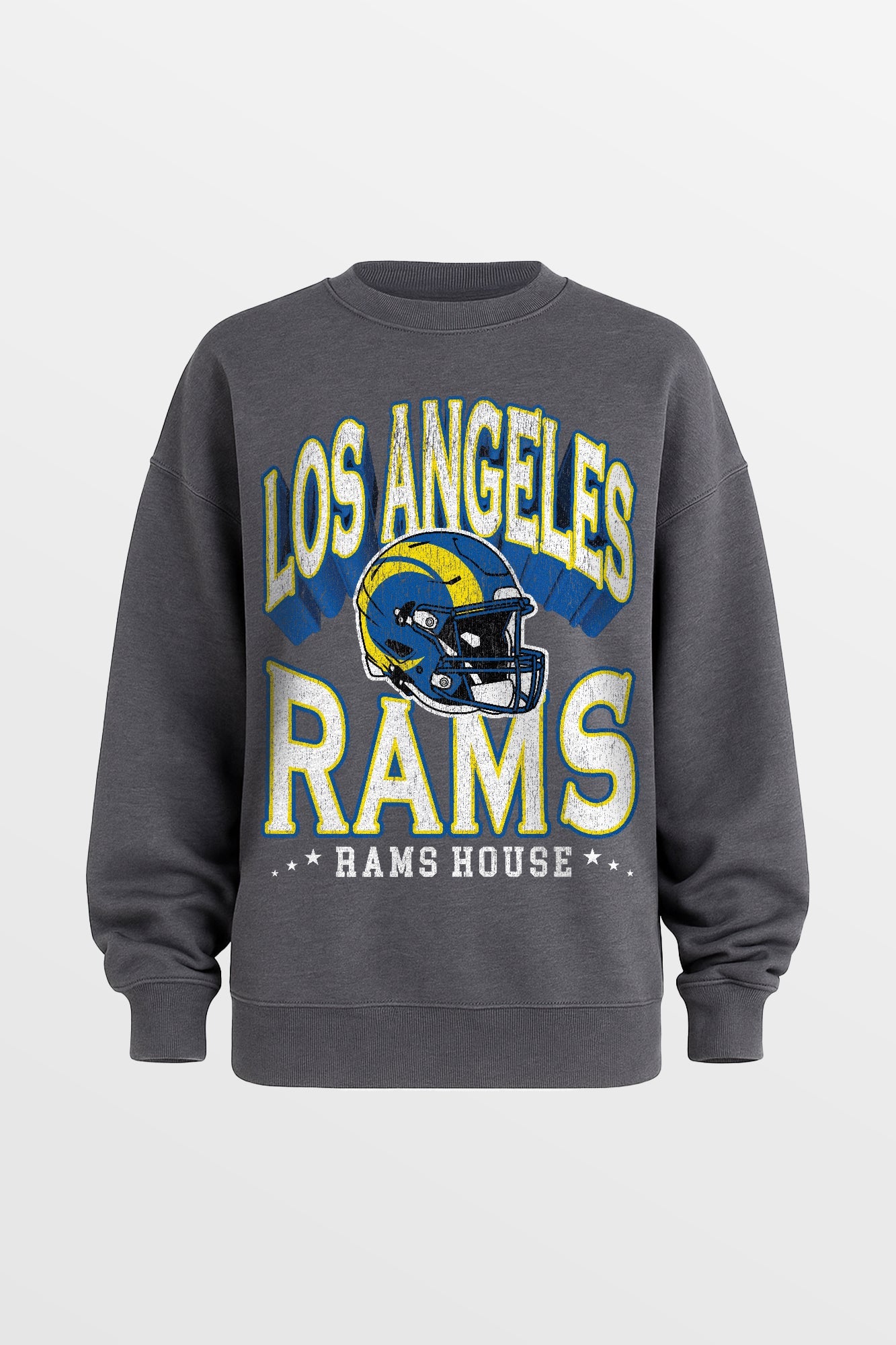 LOS ANGELES RAMS STAY COOL PREMIUM FLEECE CREWNECK PULLOVER BY RANDI MAHOMES
