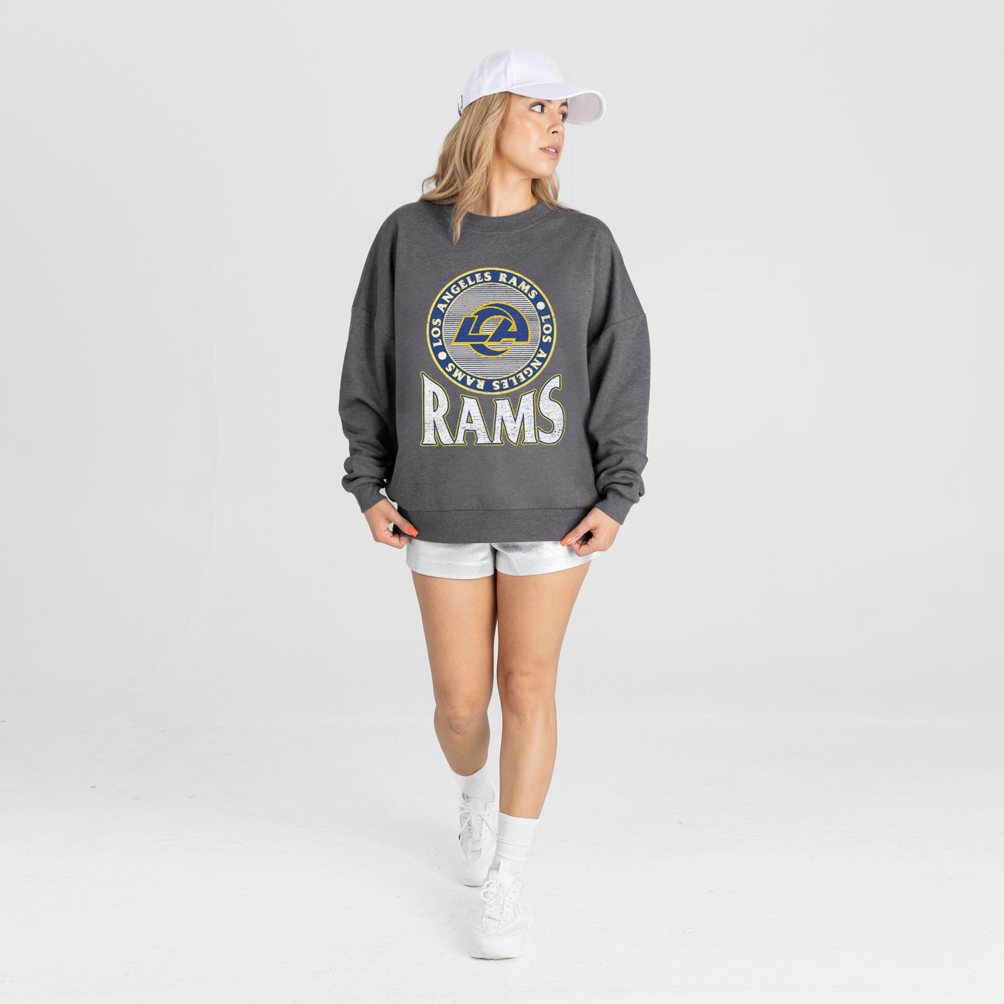 LOS ANGELES RAMS SATURDAY SEAL PREMIUM FLEECE DROP SHOULDER CREWNECK PULLOVER