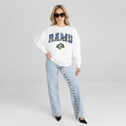 LOS ANGELES RAMS SWEET PLAY PREMIUM FLEECE DROP SHOULDER CREWNECK PULLOVER