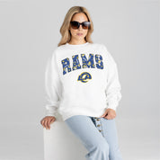 LOS ANGELES RAMS SWEET PLAY PREMIUM FLEECE DROP SHOULDER CREWNECK PULLOVER