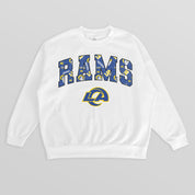 LOS ANGELES RAMS SWEET PLAY PREMIUM FLEECE DROP SHOULDER CREWNECK PULLOVER