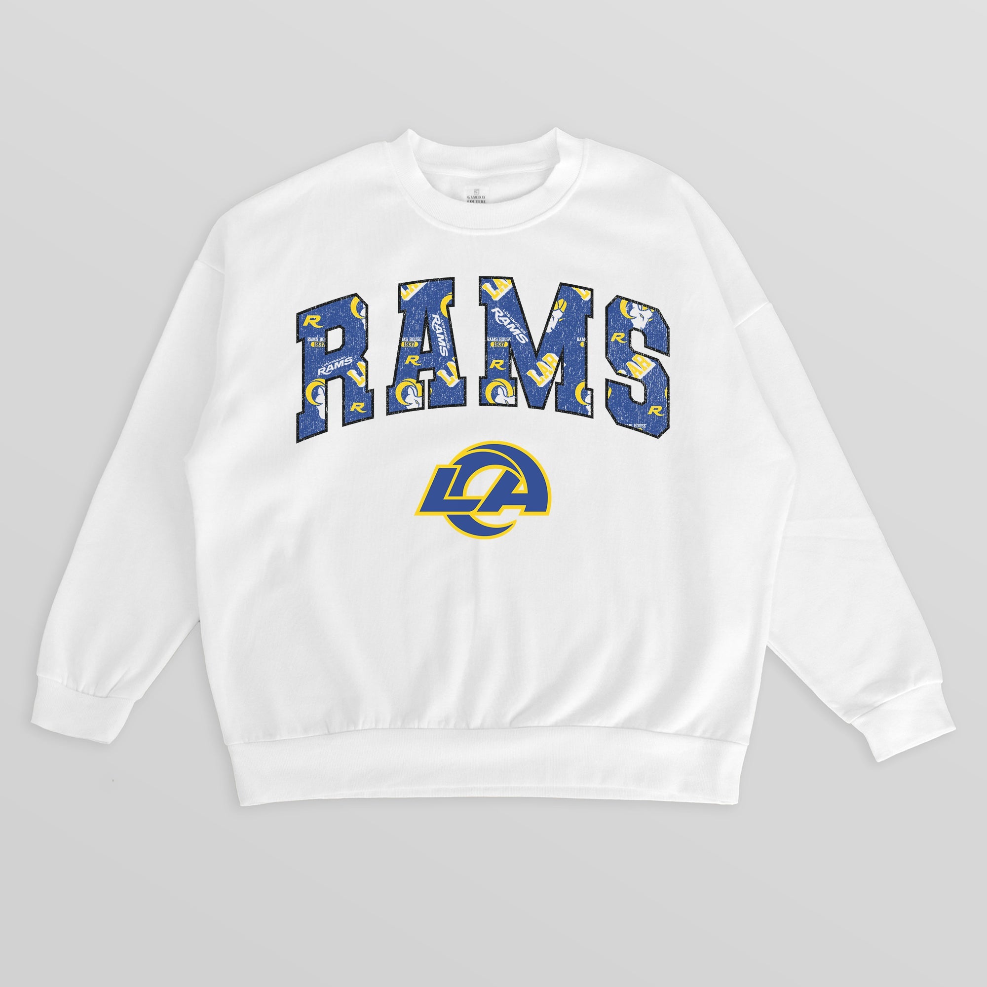 LOS ANGELES RAMS SWEET PLAY PREMIUM FLEECE DROP SHOULDER CREWNECK PULLOVER