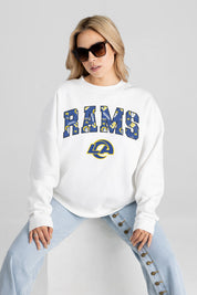 LOS ANGELES RAMS SWEET PLAY PREMIUM FLEECE DROP SHOULDER CREWNECK PULLOVER