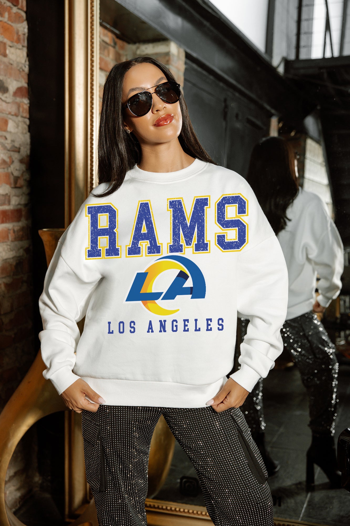 LOS ANGELES RAMS Sunday Drives Fleece Crewneck Pullover