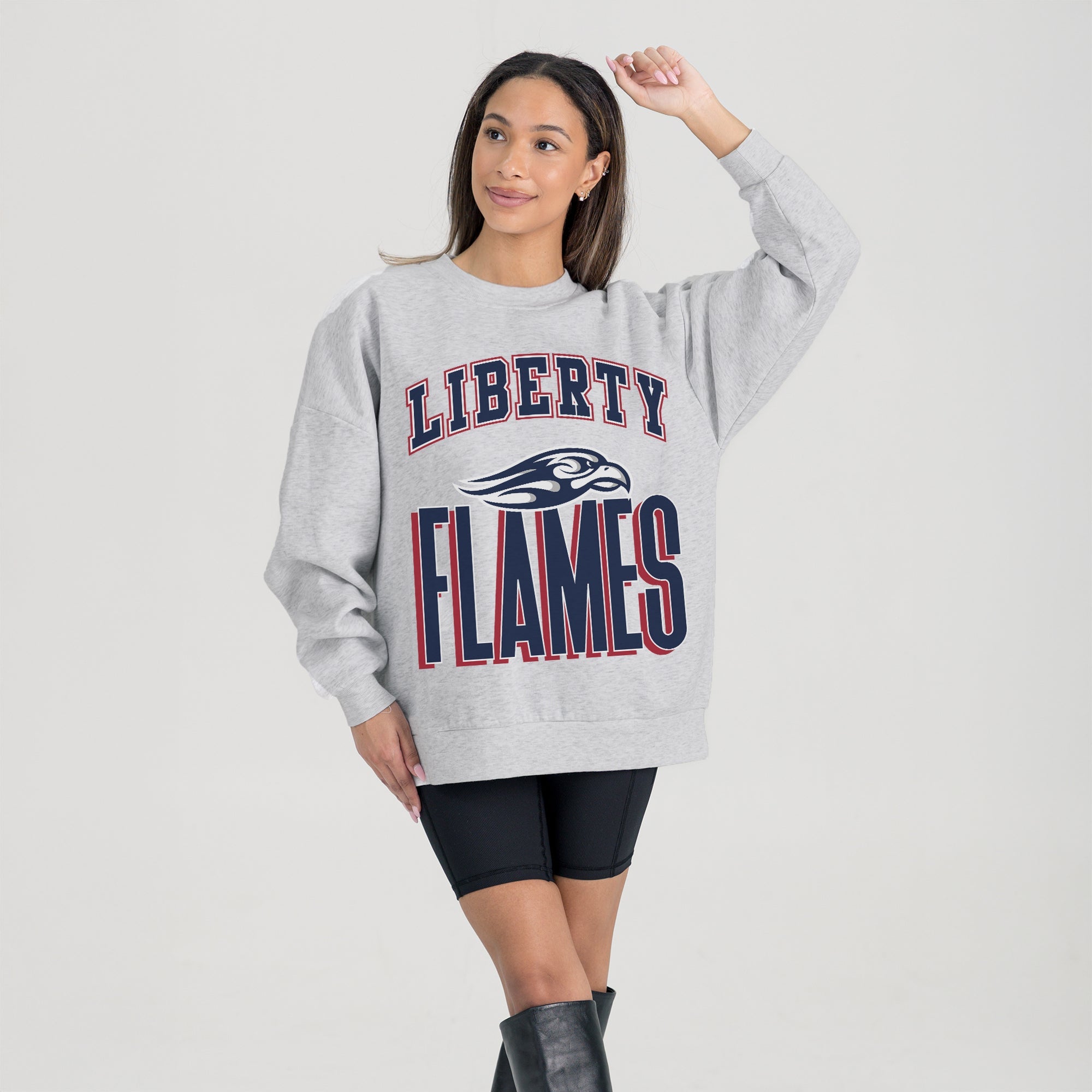LIBERTY FLAMES FIERCE FOCUS PREMIUM FLEECE DROP SHOULDER CREWNECK PULLOVER