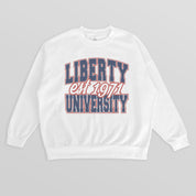 LIBERTY FLAMES FADED FORMATION PREMIUM FLEECE DROP SHOULDER CREWNECK PULLOVER
