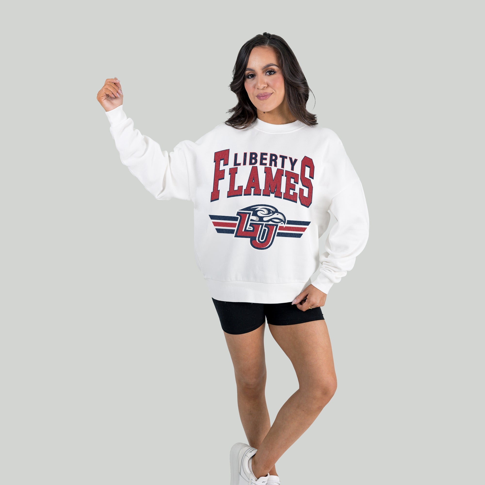 LIBERTY FLAMES SWIFT STRIKE PREMIUM FLEECE DROP SHOULDER CREWNECK PULLOVER