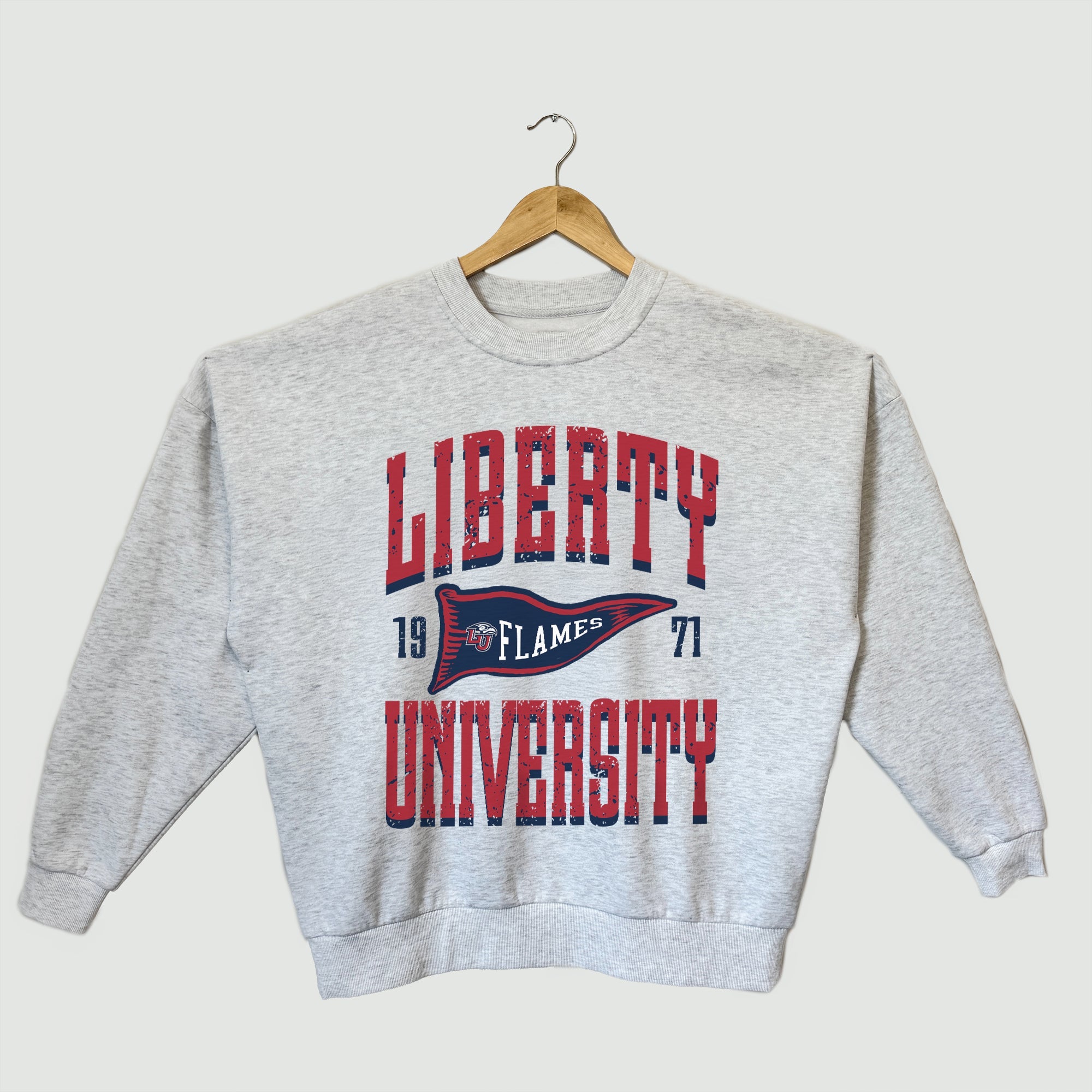 LIBERTY FLAMES PENNANT PRIDE PREMIUM FLEECE DROP SHOULDER CREWNECK PULLOVER