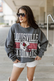 LOUISVILLE CARDINALS WILD TAILGATE PREMIUM FLEECE DROP SHOULDER CREWNECK PULLOVER