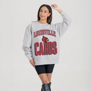 LOUISVILLE CARDINALS FIERCE FOCUS PREMIUM FLEECE DROP SHOULDER CREWNECK PULLOVER