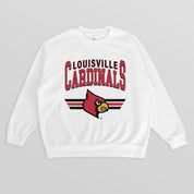 LOUISVILLE CARDINALS SWIFT STRIKE PREMIUM FLEECE DROP SHOULDER CREWNECK PULLOVER