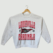 LOUISVILLE CARDINALS PENNANT PRIDE PREMIUM FLEECE DROP SHOULDER CREWNECK PULLOVER