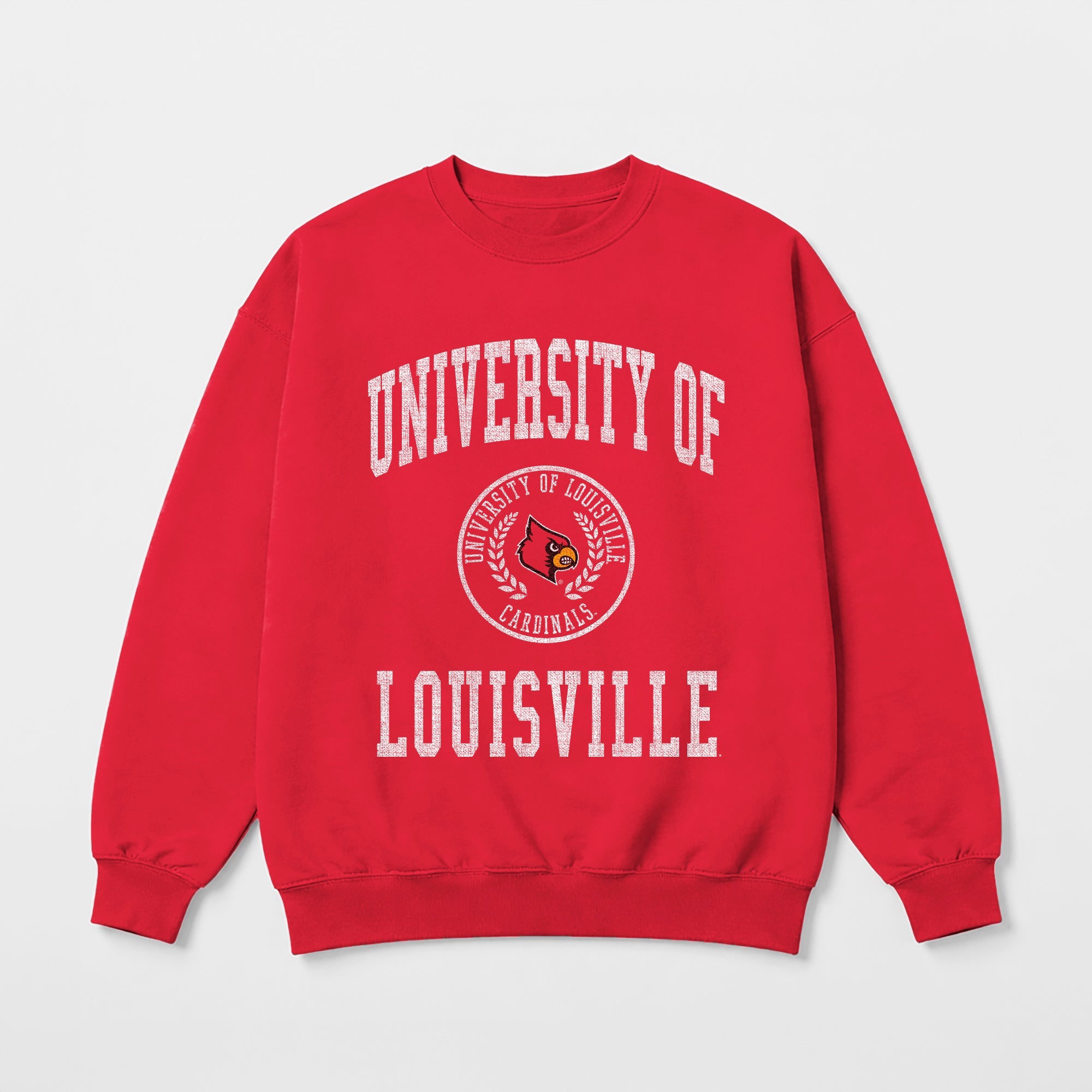 LOUISVILLE CARDINALS PRIME PLAY PREMIUM FLEECE DROP SHOULDER CREWNECK PULLOVER