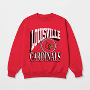 LOUISVILLE CARDINALS MAIN CHARACTER PREMIUM FLEECE DROP SHOULDER CREWNECK PULLOVER