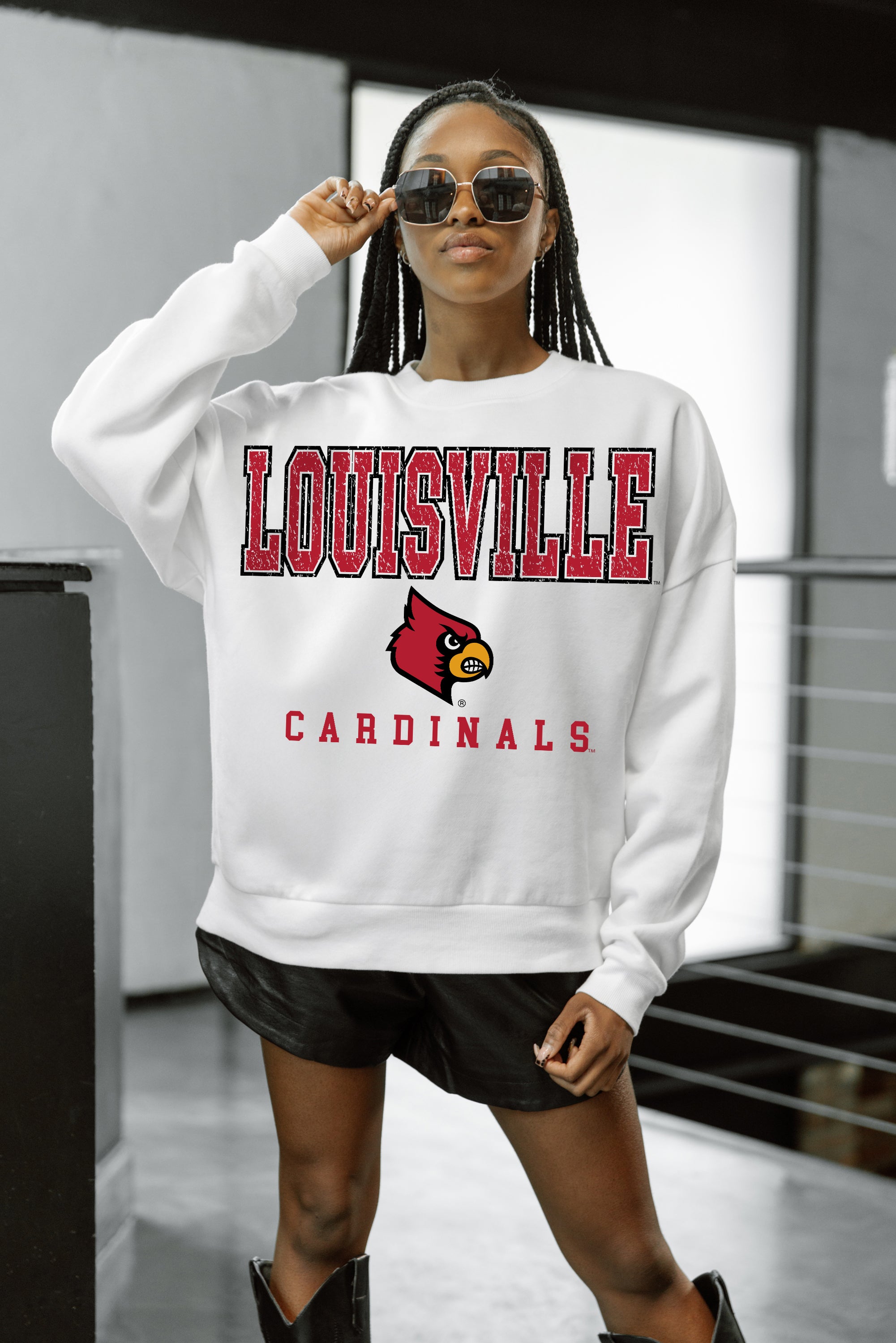 LOUISVILLE CARDINALS Freestyle Fleece Drop-Shoulder Pullover