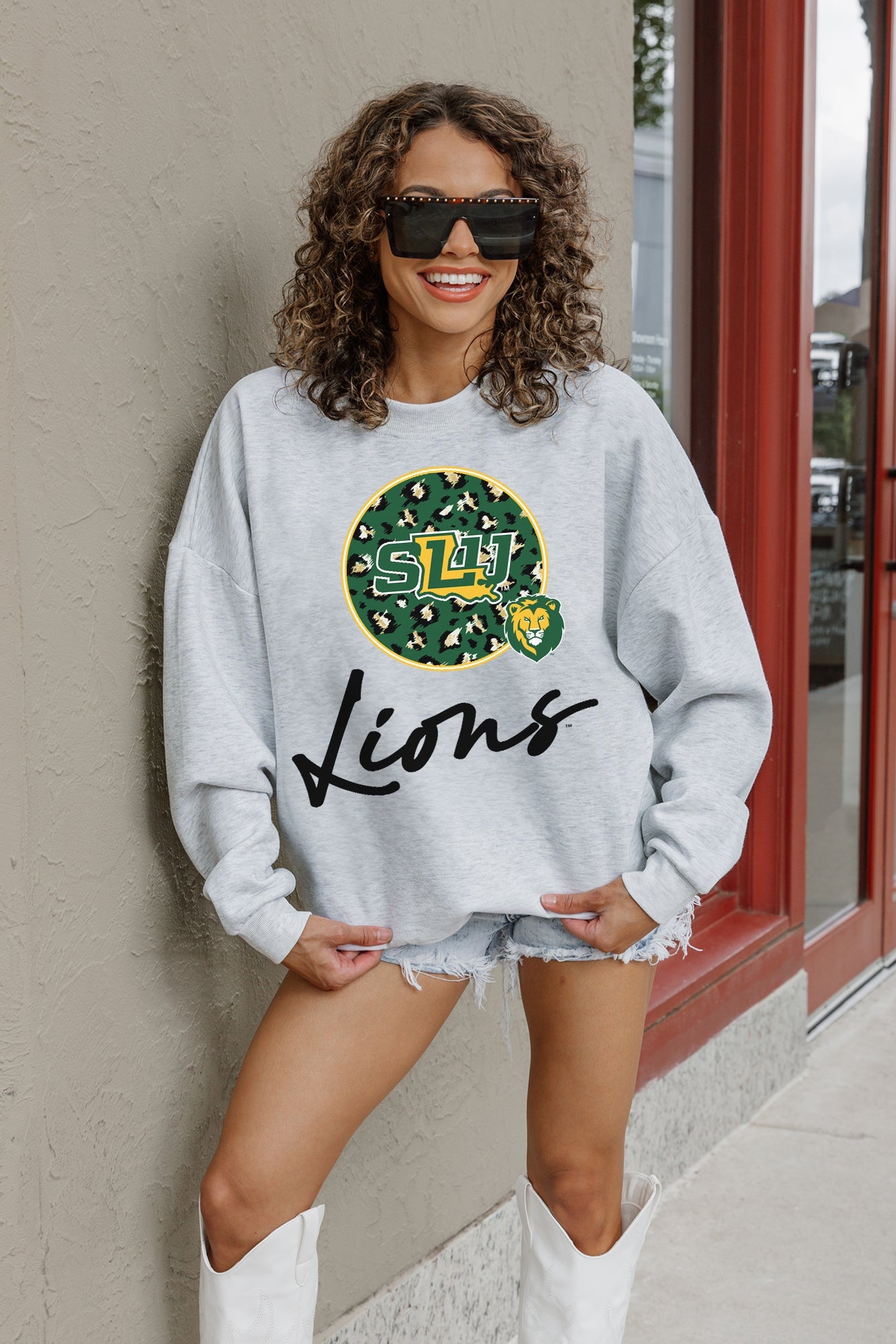 SOUTHEASTERN LOUISIANA LIONS GOING WILD PREMIUM FLEECE DROP SHOULDER CREWNECK PULLOVER