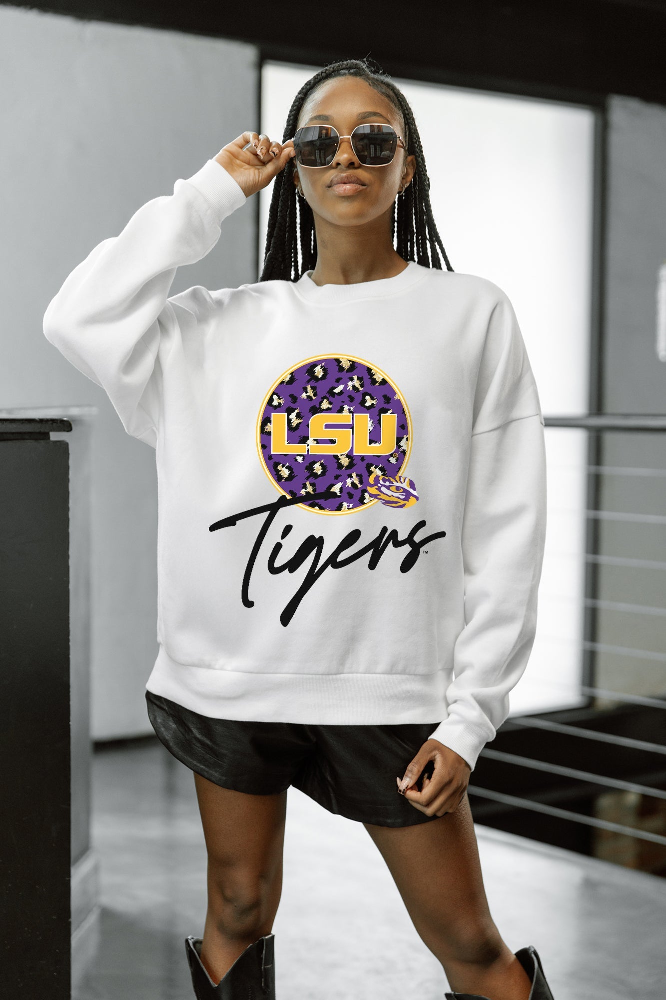 LSU TIGERS WILD BREAKTHROUGH PREMIUM FLEECE CREWNECK PULLOVER