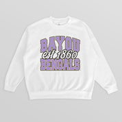 LSU TIGERS FADED FORMATION PREMIUM FLEECE DROP SHOULDER CREWNECK PULLOVER