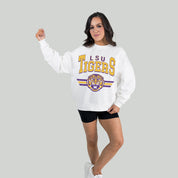 LSU TIGERS SWIFT STRIKE PREMIUM FLEECE DROP SHOULDER CREWNECK PULLOVER