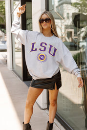LSU TIGERS TRADITION REFINED PREMIUM FLEECE CREWNECK PULLOVER
