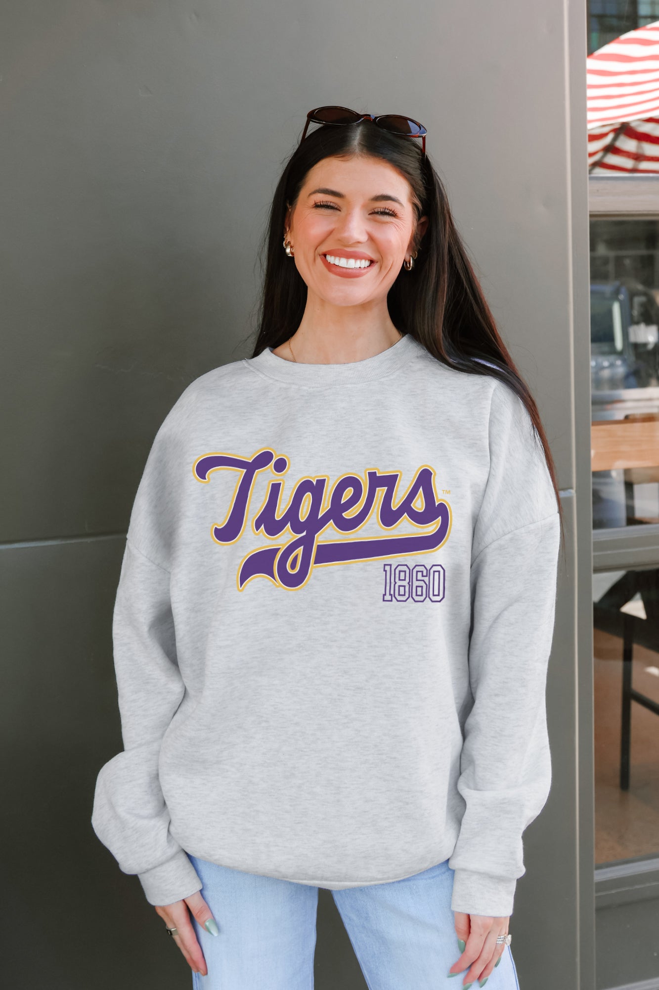 LSU TIGERS CLASSIC WIN PREMIUM FLEECE CREWNECK PULLOVER