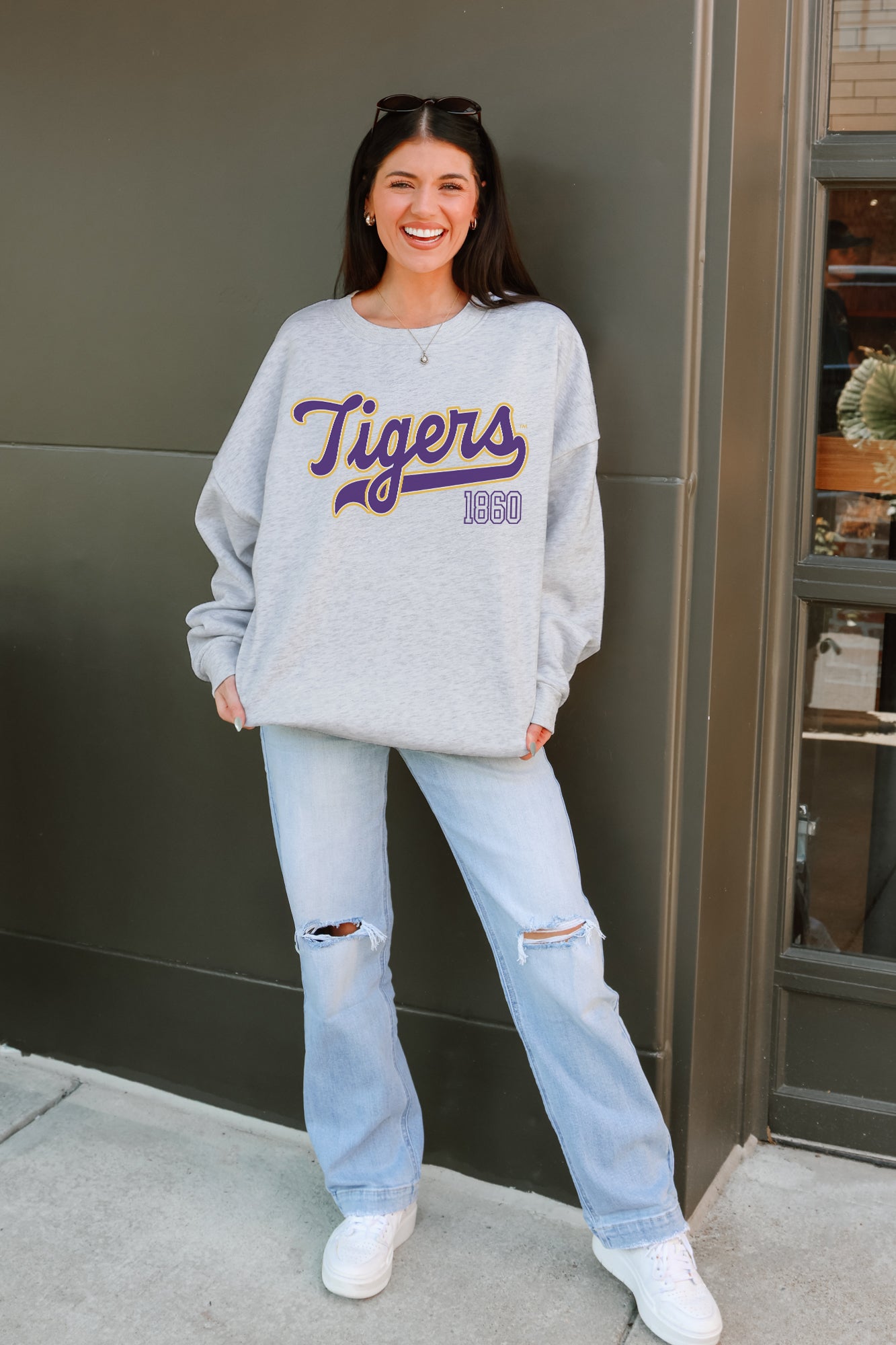 LSU TIGERS CLASSIC WIN PREMIUM FLEECE CREWNECK PULLOVER