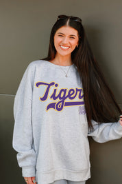 LSU TIGERS CLASSIC WIN PREMIUM FLEECE CREWNECK PULLOVER