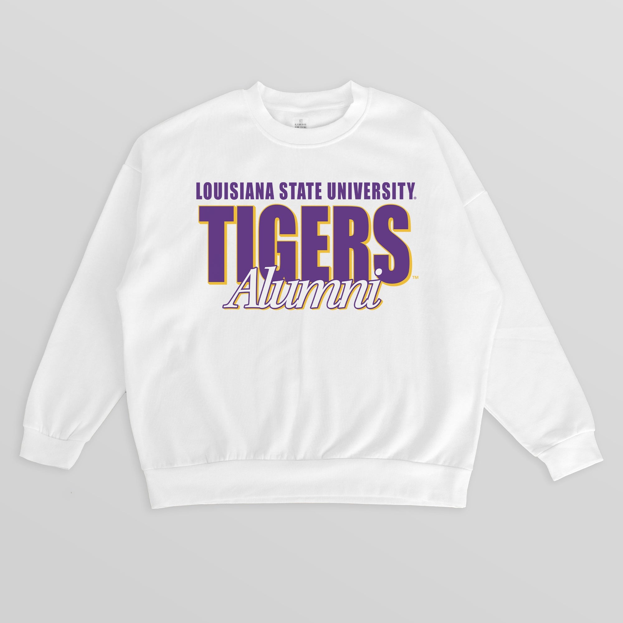 LSU TIGERS ALUMNI ERA PREMIUM DROP SHOULDER FLEECE CREWNECK PULLOVER