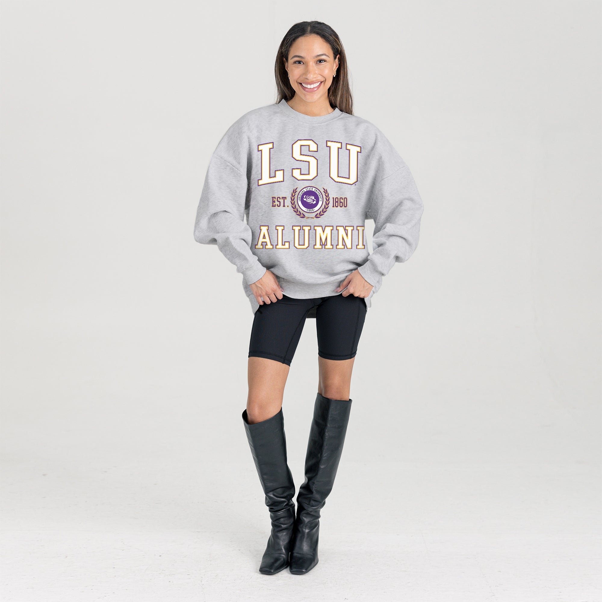 LSU TIGERS DEGREE UNLOCKED PREMIUM DROP SHOULDER FLEECE CREWNECK PULLOVER