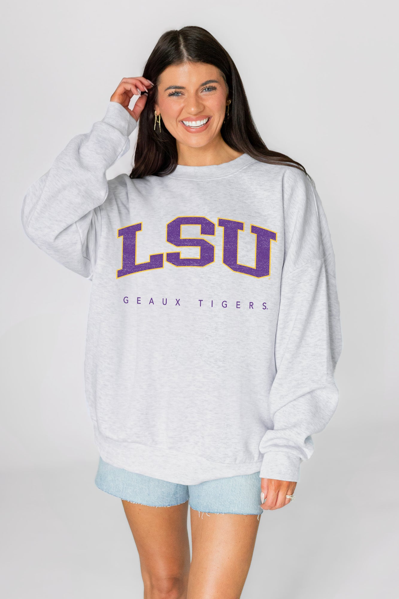 LSU TIGERS NEXT MOVE PREMIUM FLEECE UNISEX CREWNECK PULLOVER