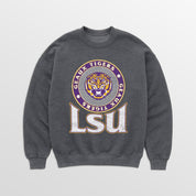 LSU TIGERS SATURDAY SEAL PREMIUM FLEECE DROP SHOULDER CREWNECK PULLOVER