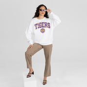 LSU TIGERS SWEET PLAY PREMIUM FLEECE DROP SHOULDER CREWNECK PULLOVER