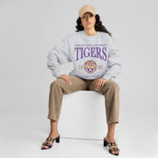 LSU TIGERS INSTANT CLASSIC PREMIUM FLEECE DROP SHOULDER CREWNECK PULLOVER
