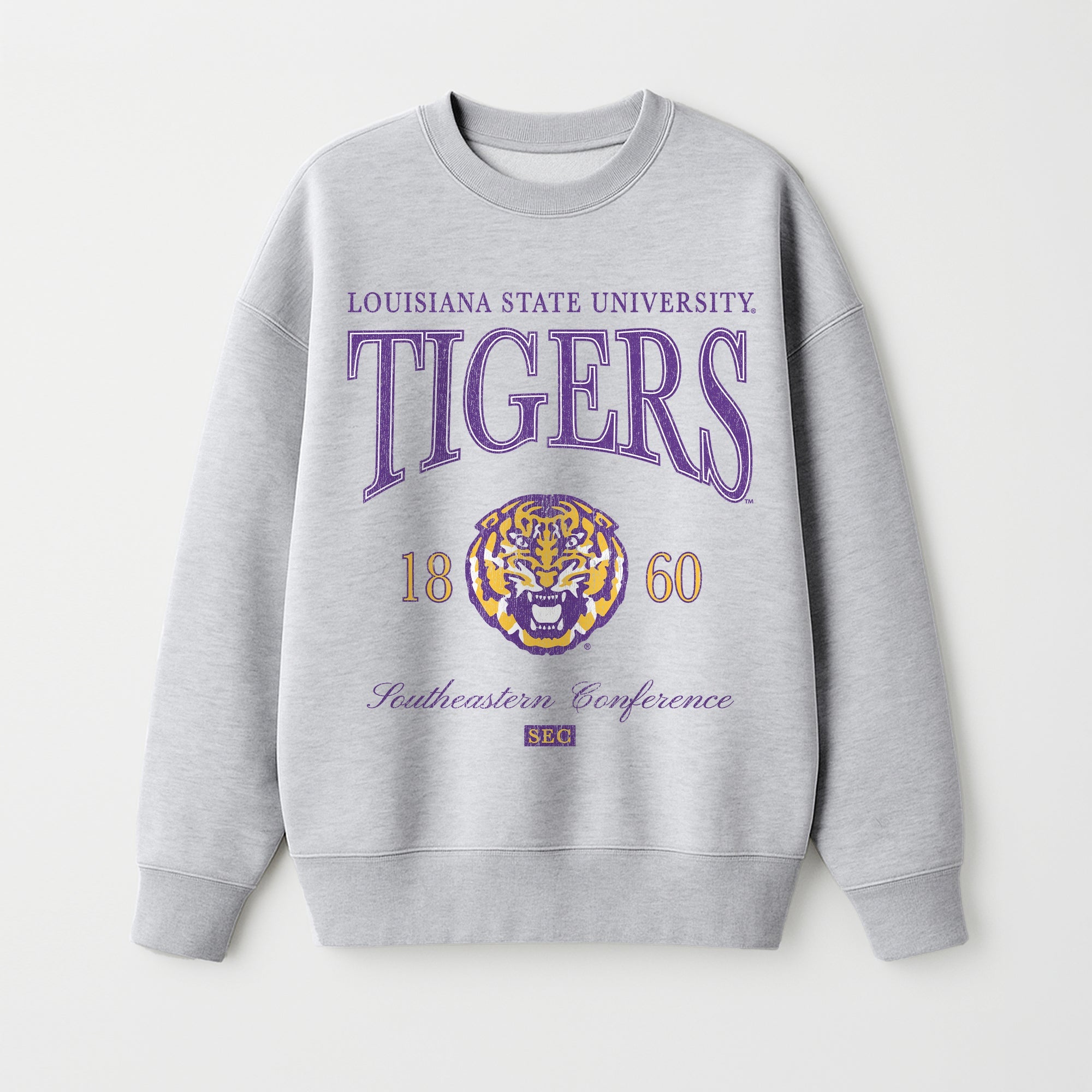 LSU TIGERS INSTANT CLASSIC PREMIUM FLEECE DROP SHOULDER CREWNECK PULLOVER