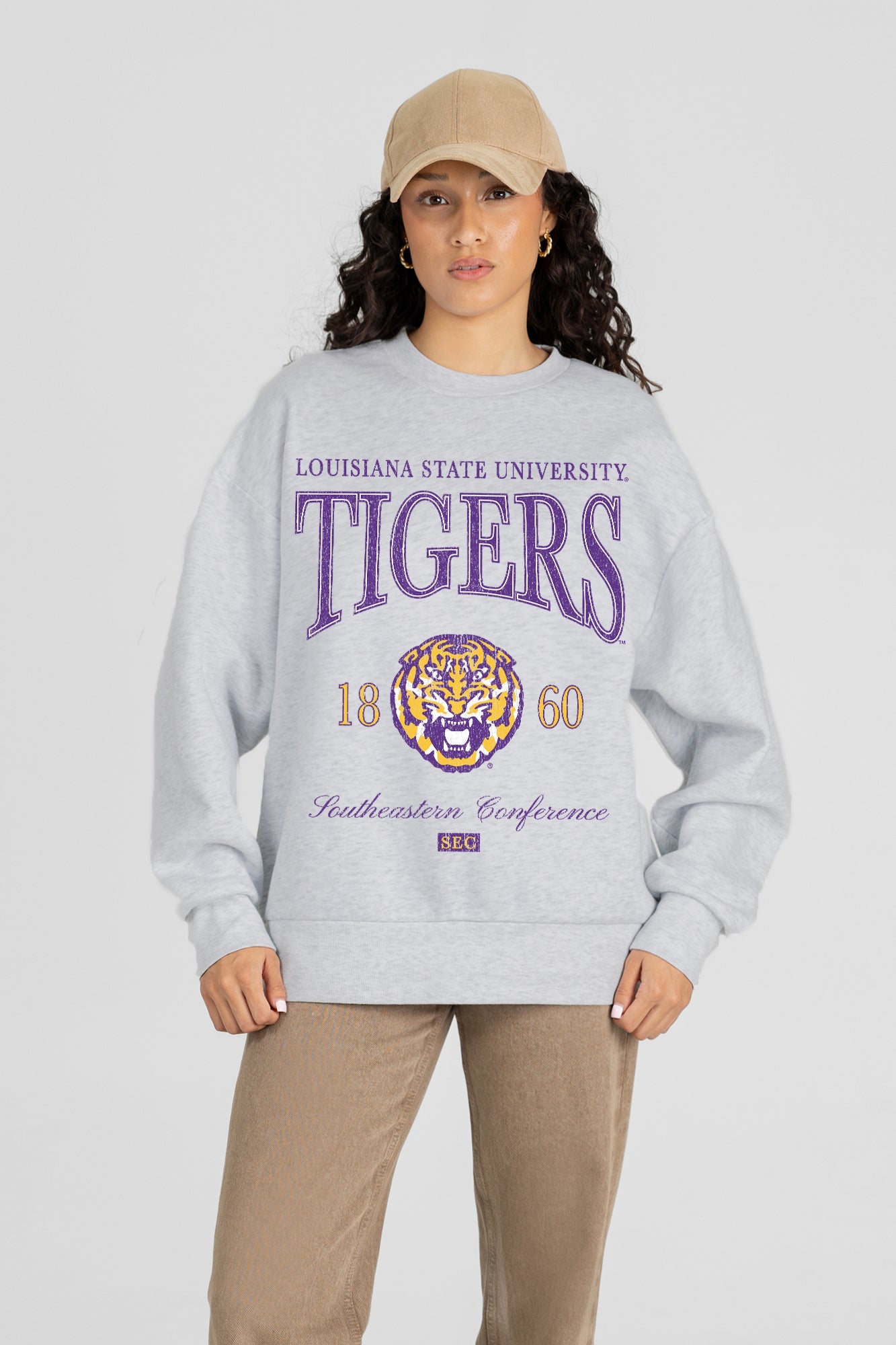 LSU TIGERS INSTANT CLASSIC PREMIUM FLEECE DROP SHOULDER CREWNECK PULLOVER
