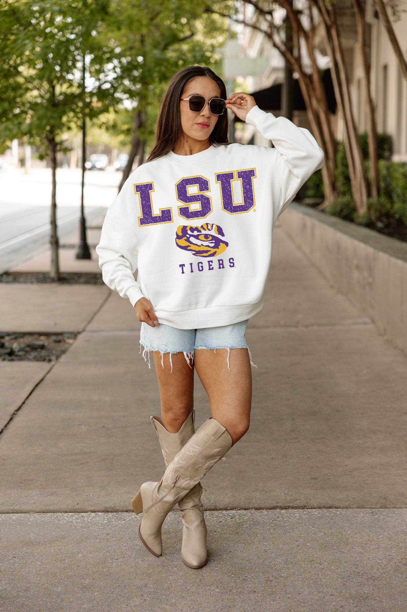 LSU TIGERS Freestyle Fleece Drop-Shoulder Pullover