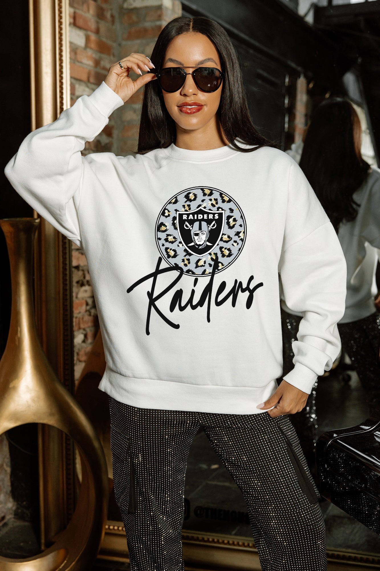 LAS VEGAS RAIDERS WILD BREAKTHROUGH PREMIUM FLEECE CREWNECK PULLOVER