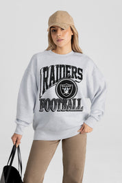 LAS VEGAS RAIDERS GAME ON PREMIUM FLEECE DROP SHOULDER CREWNECK PULLOVER