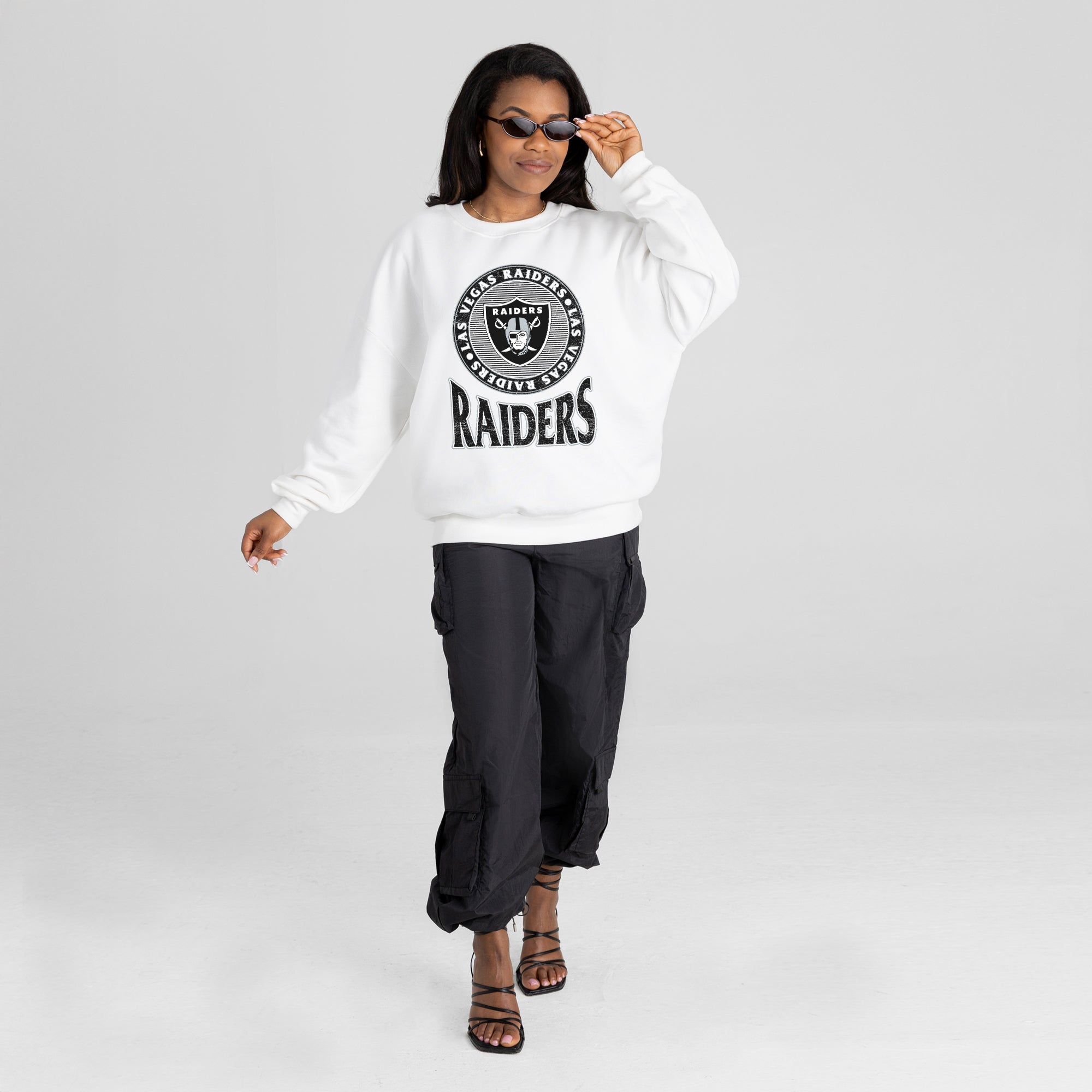 LAS VEGAS RAIDERS ENDZONE PREMIUM FLEECE DROP SHOULDER CREWNECK PULLOVER