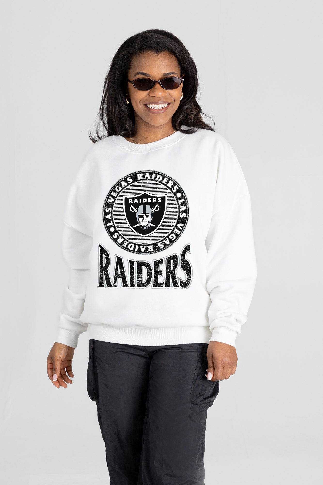 LAS VEGAS RAIDERS ENDZONE PREMIUM FLEECE DROP SHOULDER CREWNECK PULLOVER