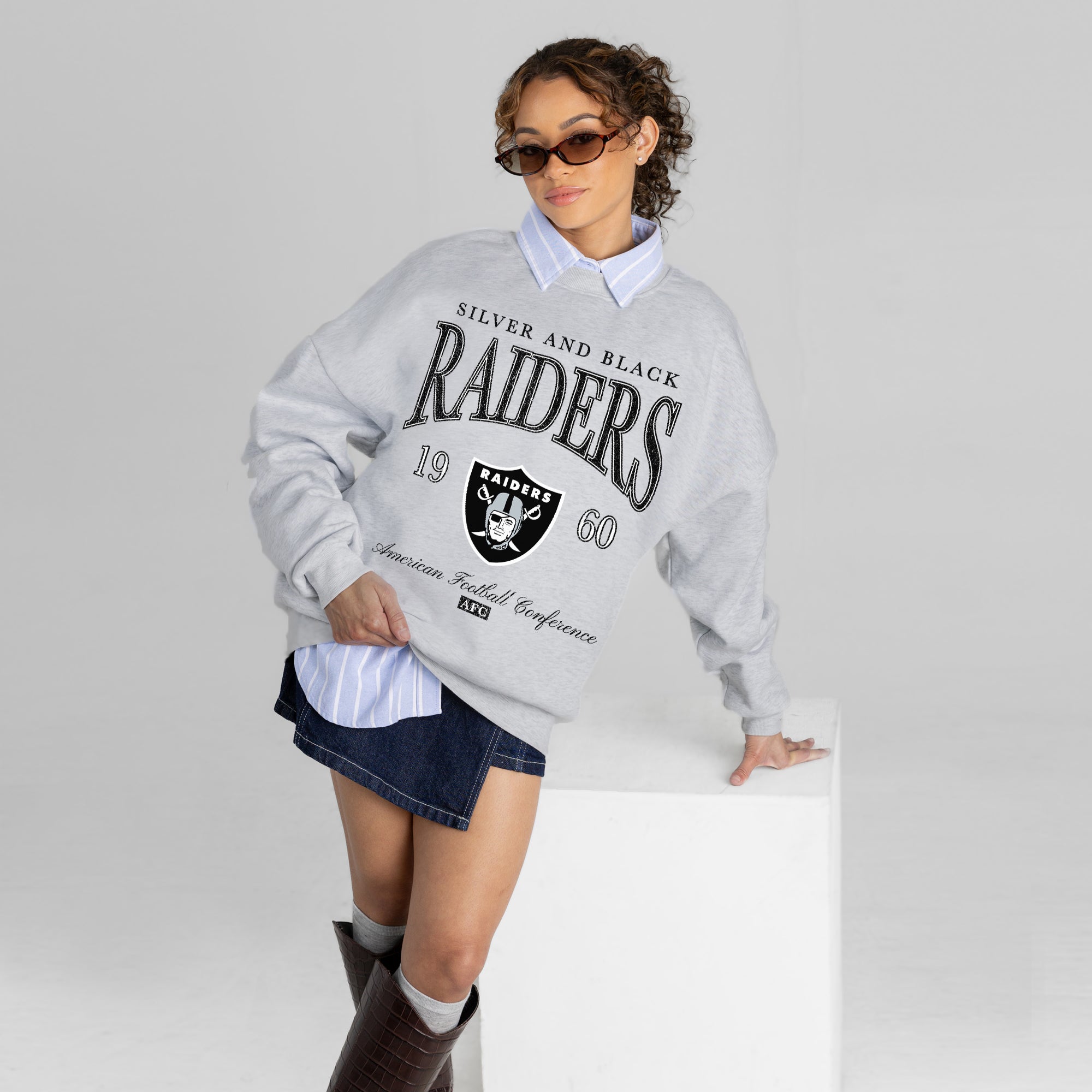 LAS VEGAS RAIDERS INSTANT CLASSIC PREMIUM FLEECE DROP SHOULDER CREWNECK PULLOVER