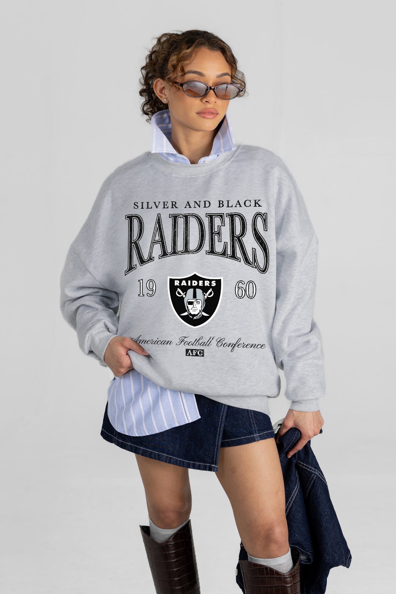 LAS VEGAS RAIDERS INSTANT CLASSIC PREMIUM FLEECE DROP SHOULDER CREWNECK PULLOVER
