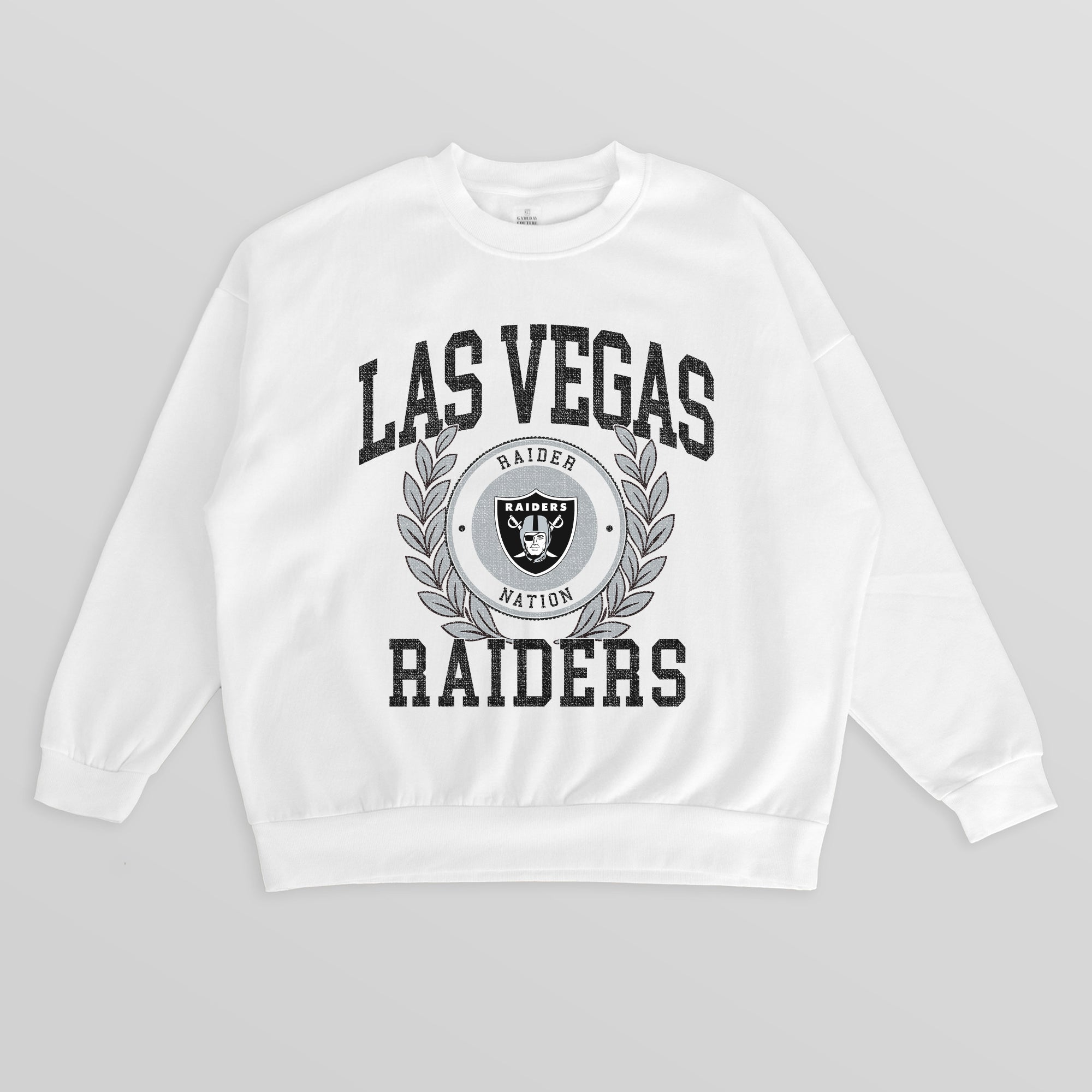 LAS VEGAS RAIDERS GOLD STANDARD PREMIUM FLEECE DROP SHOULDER CREWNECK PULLOVER