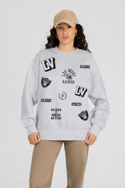 LAS VEGAS RAIDERS ALL IN REPEAT PREMIUM FLEECE DROP SHOULDER CREWNECK PULLOVER