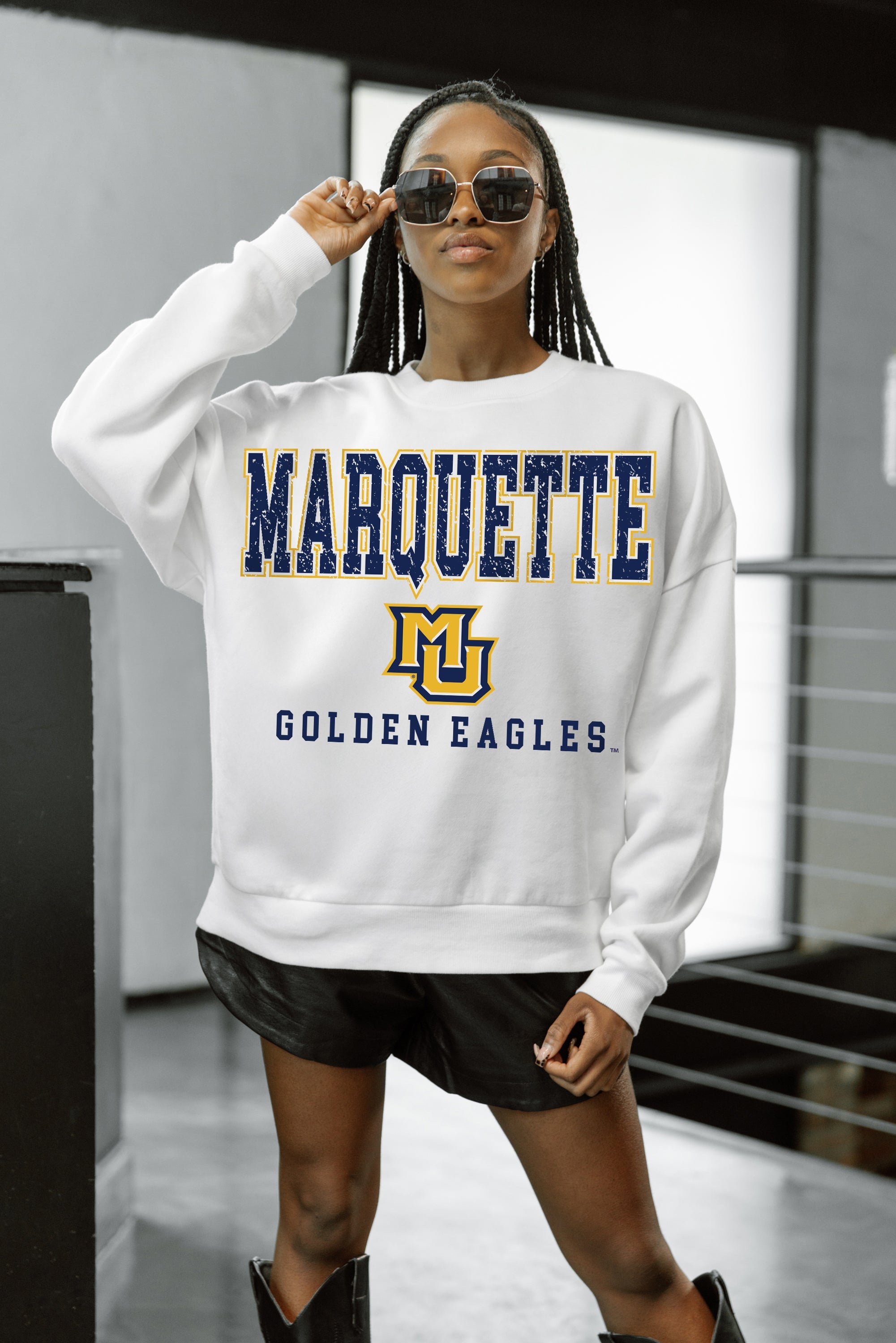 MARQUETTE GOLDEN EAGLES FREESTYLE PREMIUM FLEECE CREWNECK PULLOVER