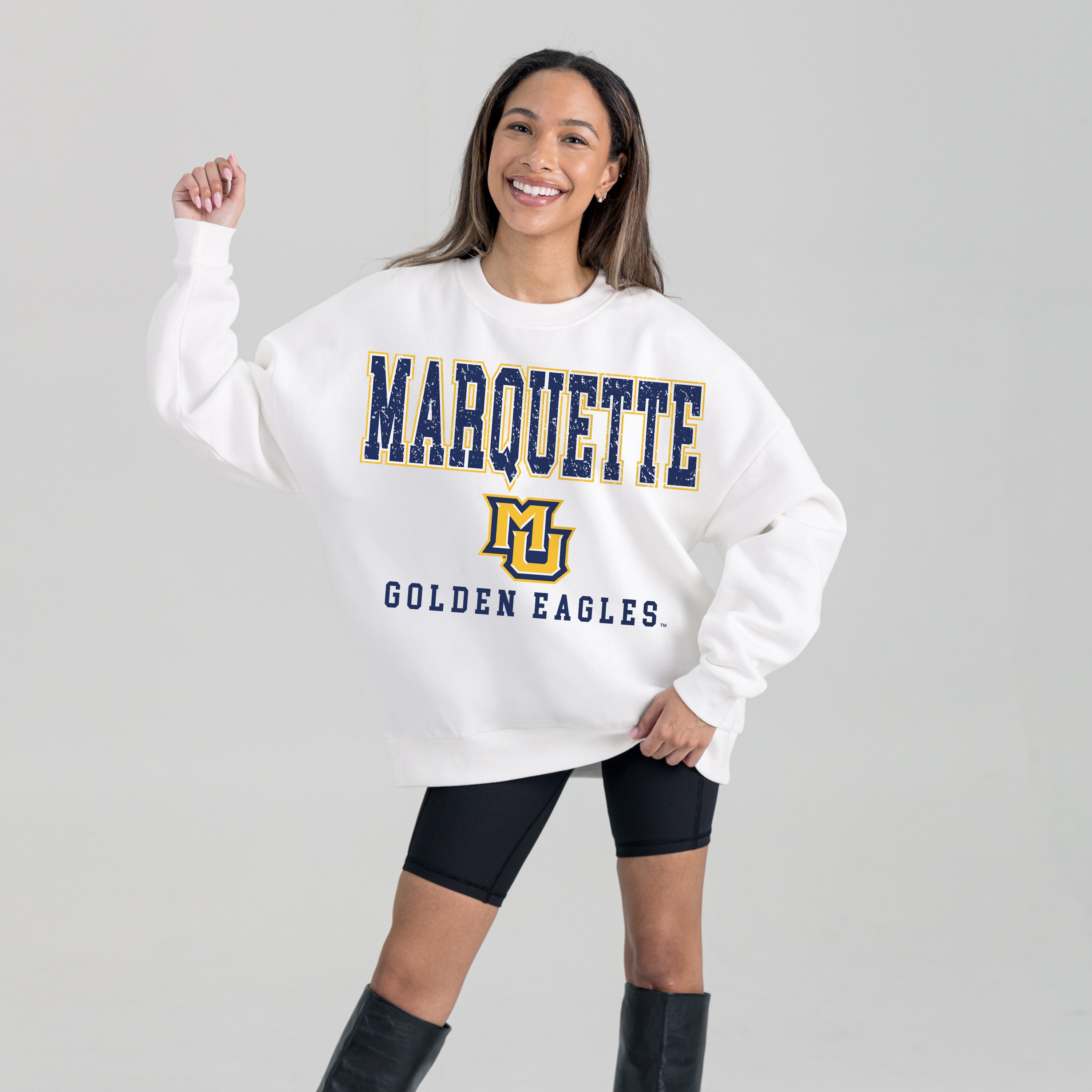 MARQUETTE GOLDEN EAGLES FREESTYLE PREMIUM FLEECE CREWNECK PULLOVER