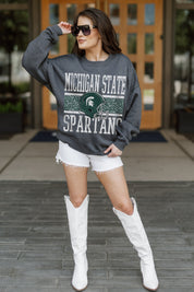 MICHIGAN STATE SPARTANS WILD TAILGATE PREMIUM FLEECE DROP SHOULDER CREWNECK PULLOVER